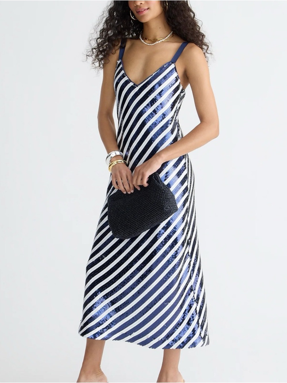 J. Crew Collection • Gwyneth V-neck slip dress in sequin stripe
